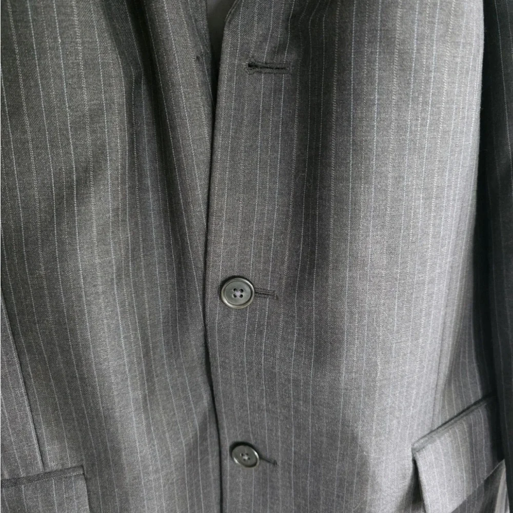 Linea Uomo Suit Sports Coat Pants Men 43 Gray Pinstripe Wool 4button 43x36 Flaw